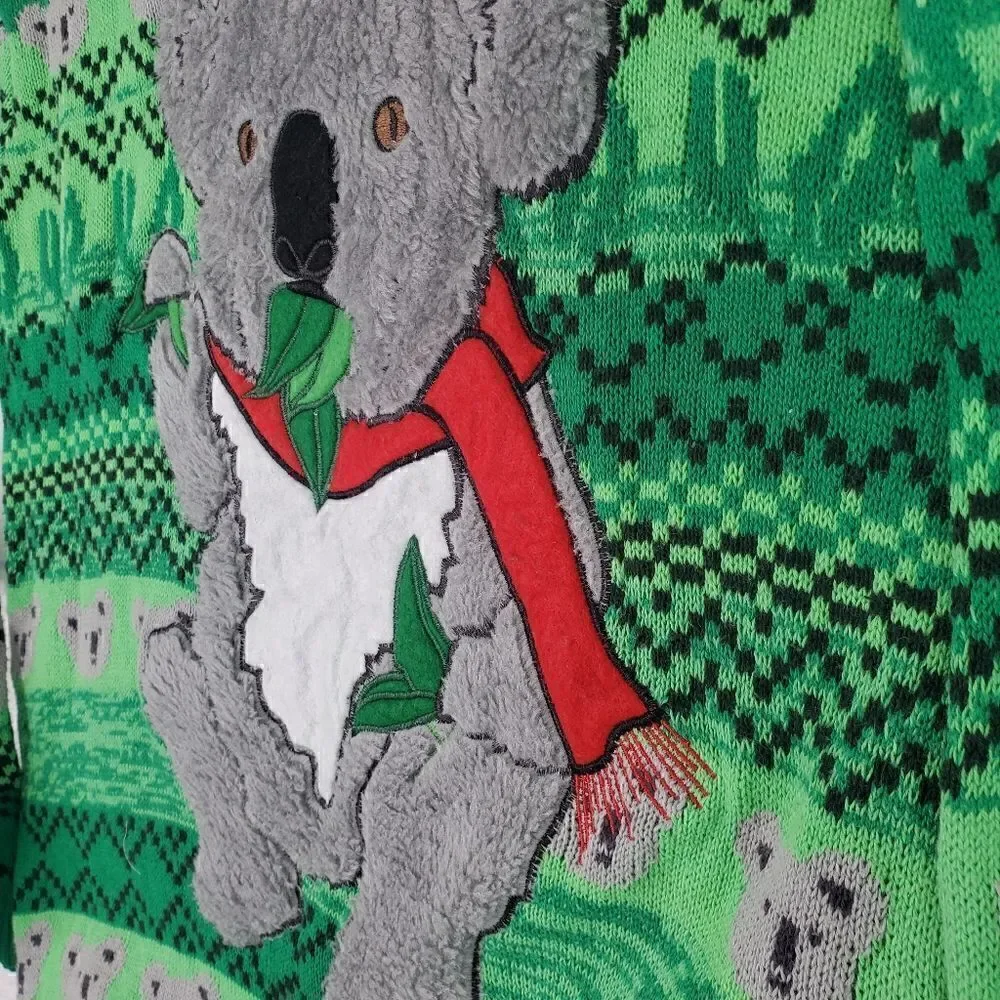 Blizzard Bay Men's or Women's Festive Koala 100% Cotton Sweater, Green  Unisex S